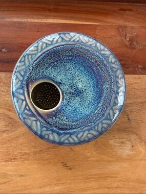 Georgetown Pottery Blue Ceramic Ikebana Flower Frog Bowl